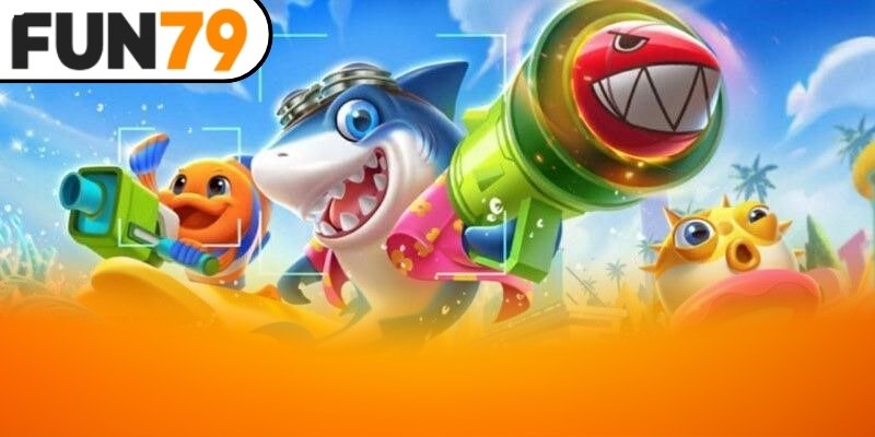 Giao diện Bắn cá Fun79 với cá chuyển động sống động và hiệu ứng màu sắc rực rỡ